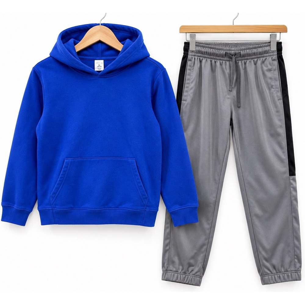 BCG Blue Hoodie and Athletic Works Grey Joggers Boys Size 10-12 Activewear Set